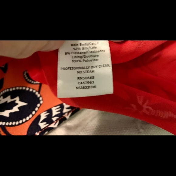 Nordstrom Signature red/navy floral silk dress - 2 - Picture 9 of 11